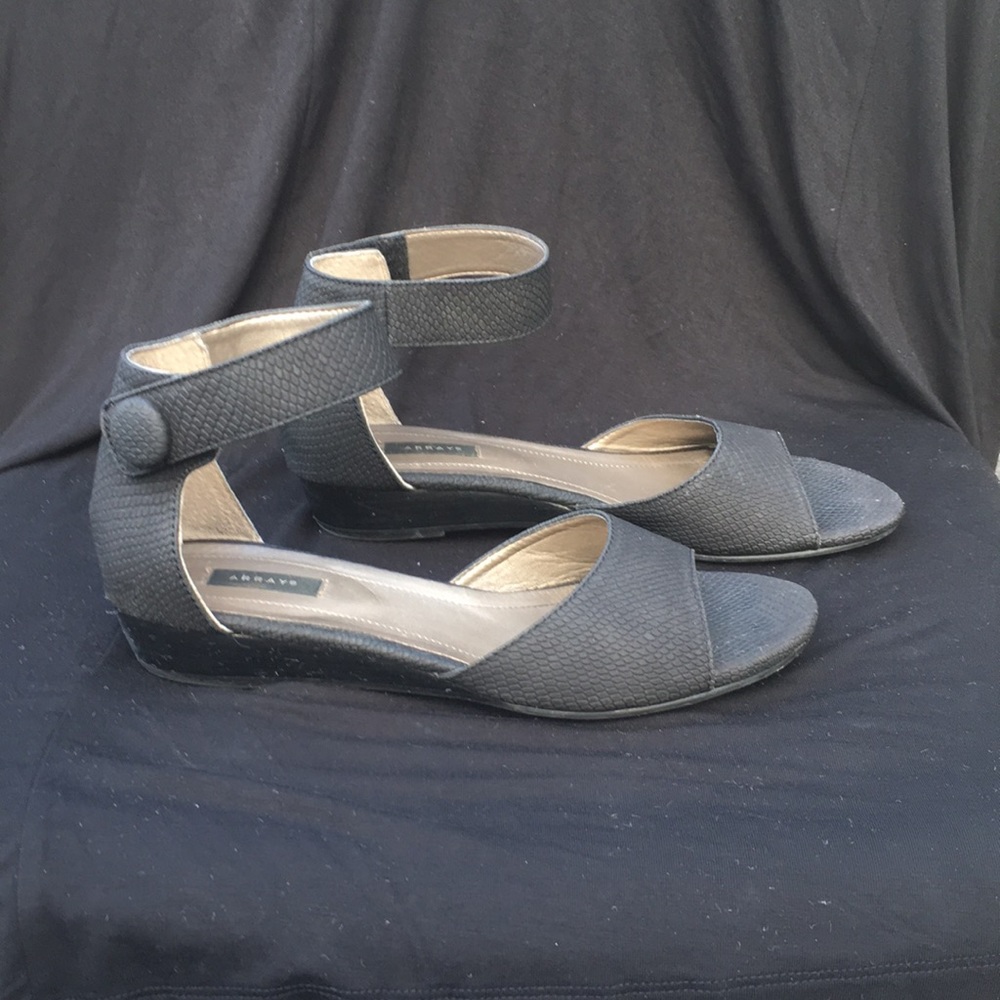 Black ankle strap wedge (8.5)